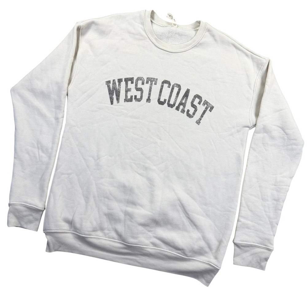 Oat Collective West Coast Sweatshirt Womens Medium Cream Graphic Pullover Casual